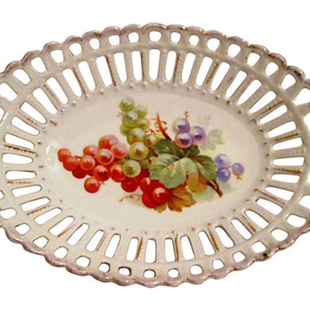 Antique Bavarian Reticulated Berry/Bread Bowl